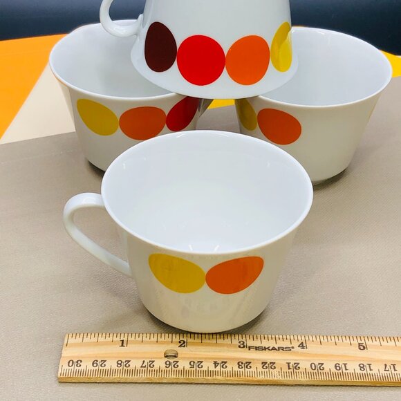 Vintage 70s Seltmann Weiden "DOTS" Porcelain Cup Set of 4: W. Germany- Retro - Picture 8 of 10